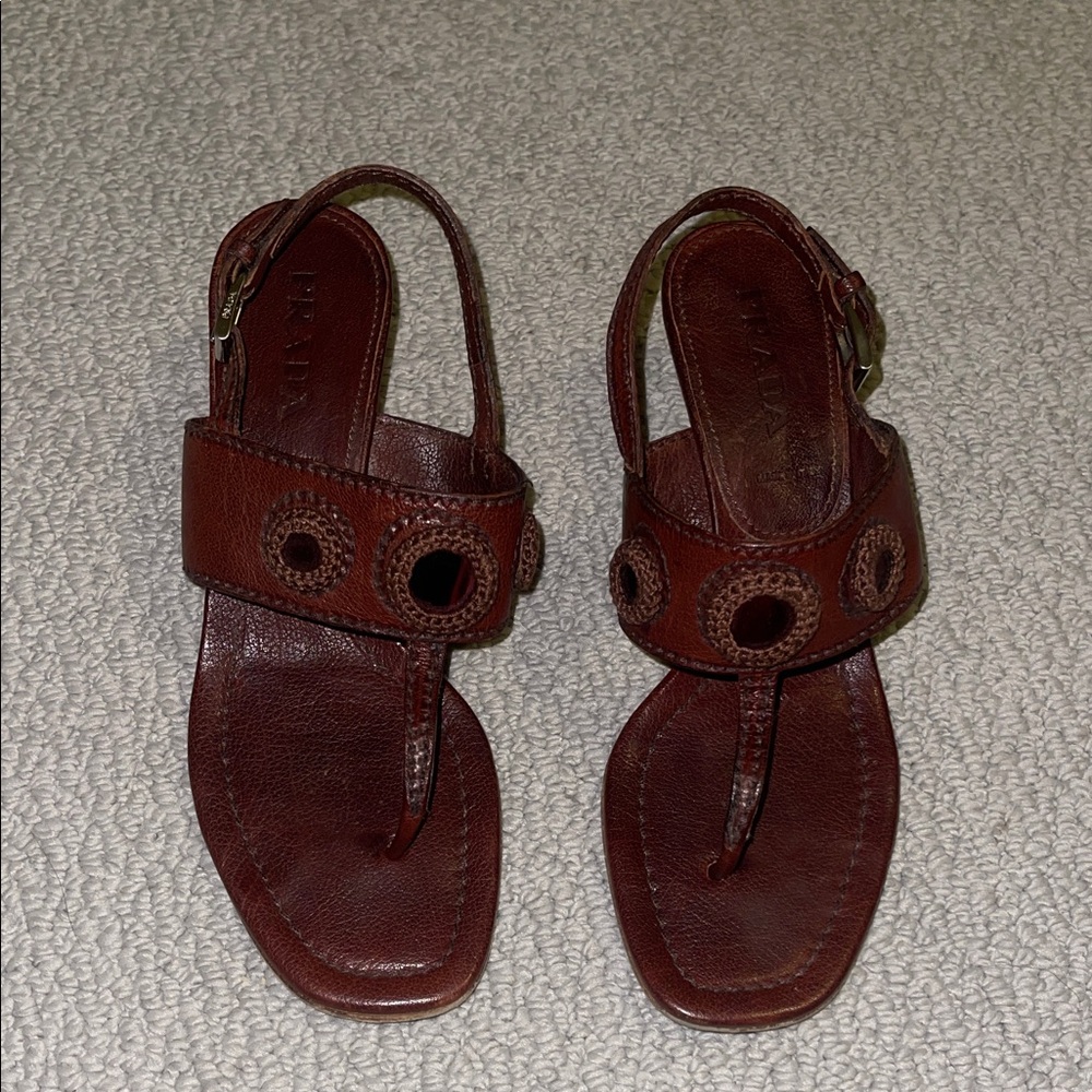 Prada Heels T Strap Sandals